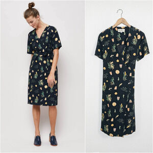 Gorman X Dena Kinter Women's Winter Song Wrap Dress Silk Linen sz 6